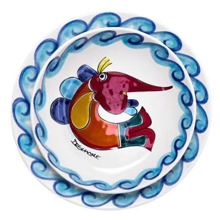 Round plate Folk Swordfish De Simone Sicilian Pottery Round plate Folk Swordfish De Simone Sicilian Pottery